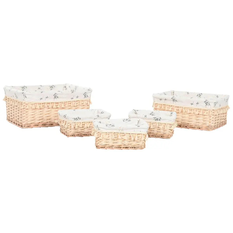 Laundry Basket Home Esprit Natural Wicker Shabby Chic 48 X 38 X 22 Cm 5 Pieces 1