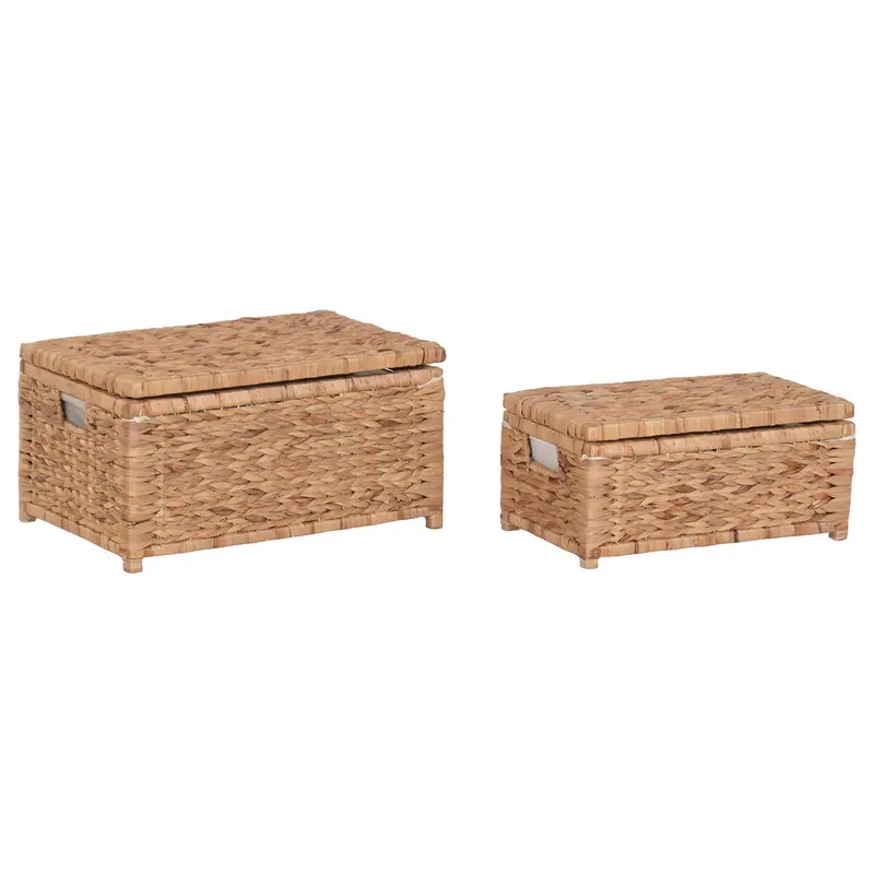Laundry Basket Home Esprit White Natural Wood Water Hyacinth Tropical 60 X 38 X 30 Cm (2 Units) 1