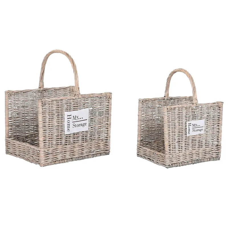 Log Stand Home Esprit Natural Wicker 47 X 35 X 54 Cm (2) 1