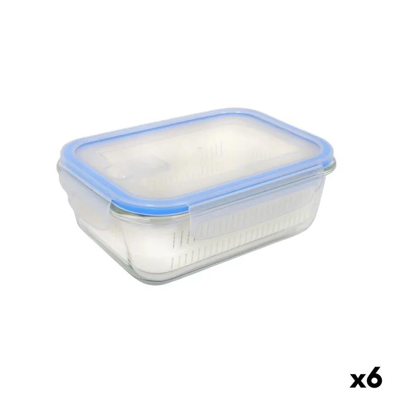 Lunch Box Quttin Blue Transparent Rectangular 1,3 L (6 Units) 1