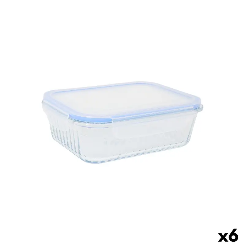 Lunch Box Quttin Textury Transparent Borosilicate Glass Rectangular 1 L 1L (6 Units) 1