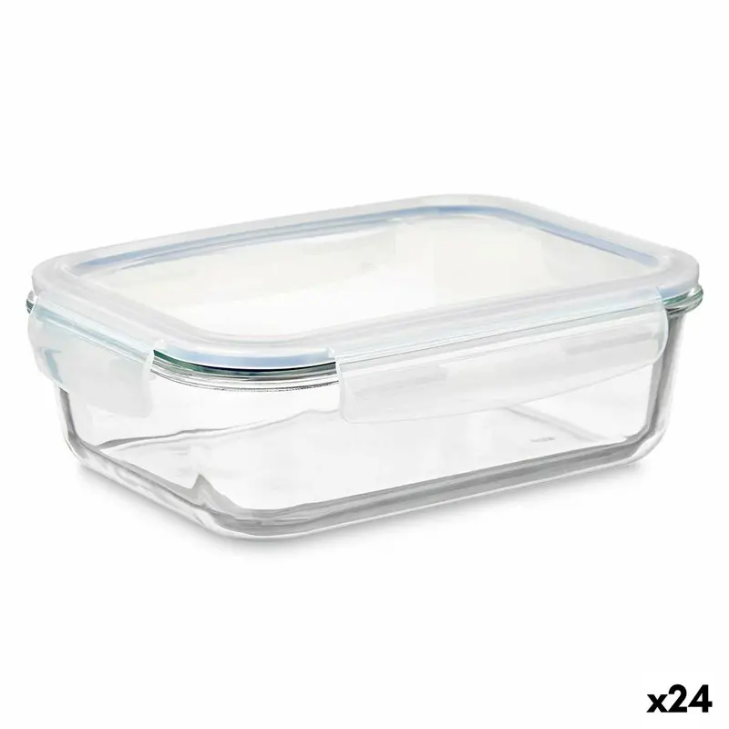 Lunch Box Vivalto Transparent Silicone Polypropylene Borosilicate Glass 640 Ml (24 Units) 1