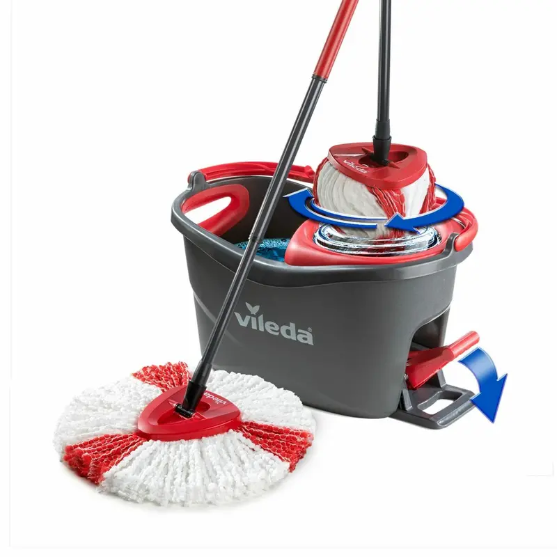 Mop With Bucket Vileda Mop En Steel Supermocio 3Action White Red Microfibres 1