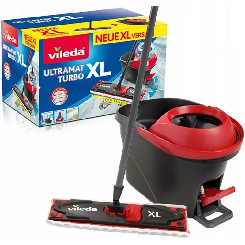 Mop With Bucket Vileda Ultramat Turbo Xl Black Red Microfibre 1