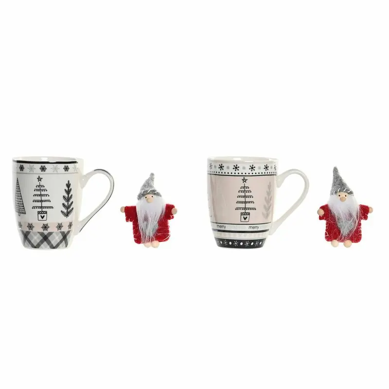 Mug Dkd Home Decor Pink Black Bone China Porcelain (360 Ml) (2 Units) 1