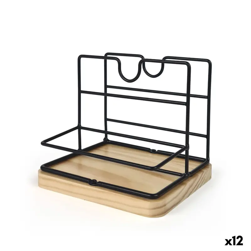 Multi-Purpose Organiser My Bar Brown Black Wood Metal 15 X 13 X 14 Cm (12 Units) 1