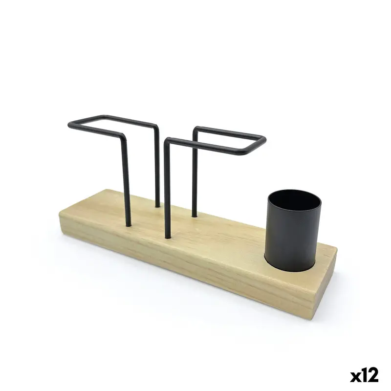 Napkin Holder My Bar Brown Black Wood Iron 20 X 5,5 X 8 Cm (12 Units) 1