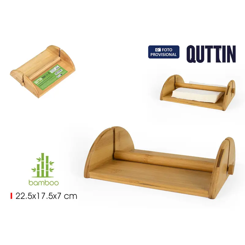 Napkin Holder Quttin Brown Bamboo 22,5 X 17,5 X 7 Cm (12 Units) 2