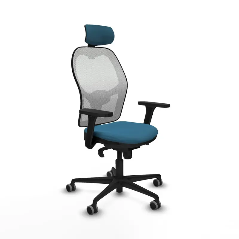 Office Chair With Headrest Piqueras Y Crespo 3D036g2 White Petroleum Green 1