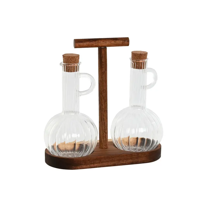 Oil And Vinegar Set Home Esprit Natural Crystal Acacia 350 Ml 20,4 X 9 X 21 Cm 1