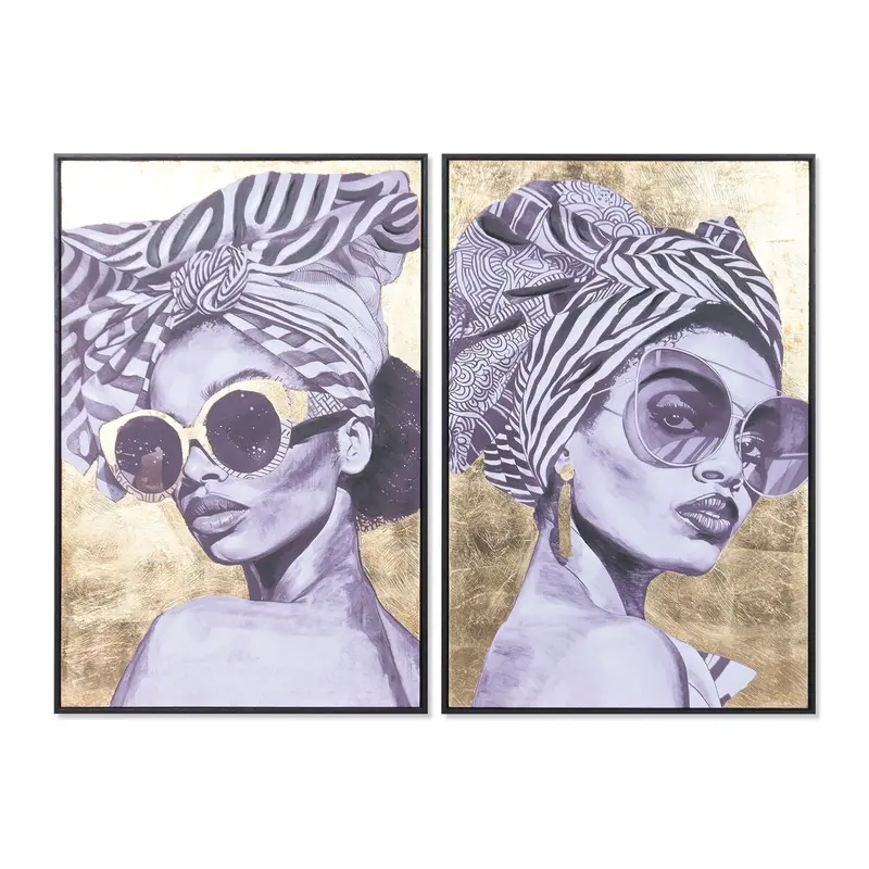 Painting Home Esprit Black Golden Chica 60 X 3,5 X 90 Cm (2 Units) 1