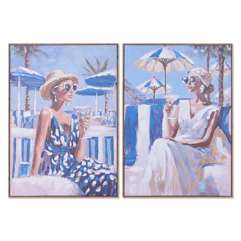 Painting Home Esprit Blue White Mediterranean 70 X 3,5 X 100 Cm (2 Units) 1