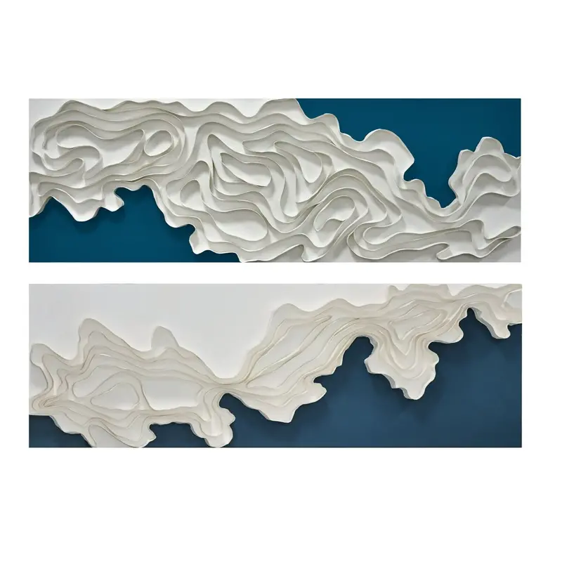 Painting Home Esprit Blue White Modern (2 Units) 1