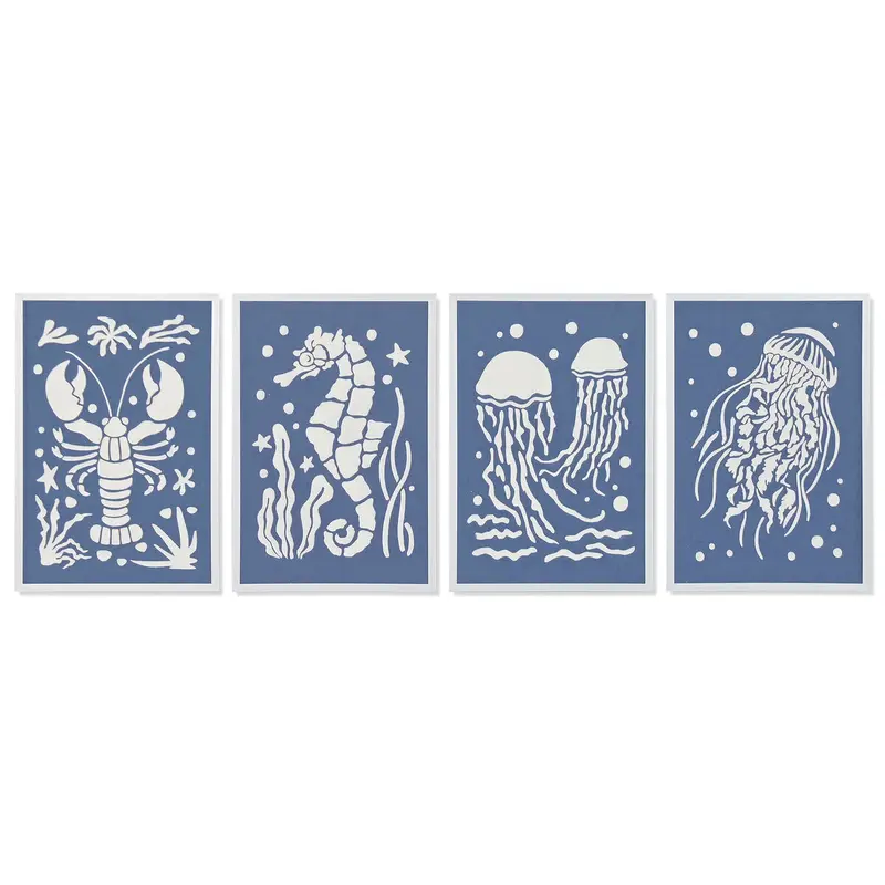 Painting Home Esprit Blue White Navy 40 X 3 X 60 Cm (4 Units) 1