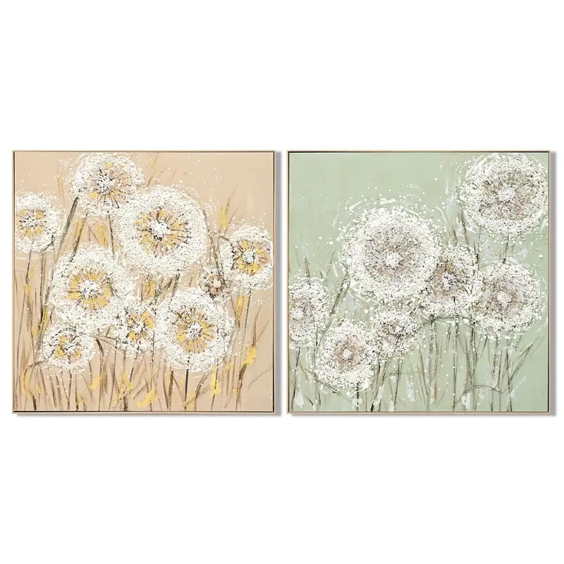 Painting Home Esprit Green Beige Flowers Shabby Chic 102 X 4,5 X 102 Cm (2 Units) 1