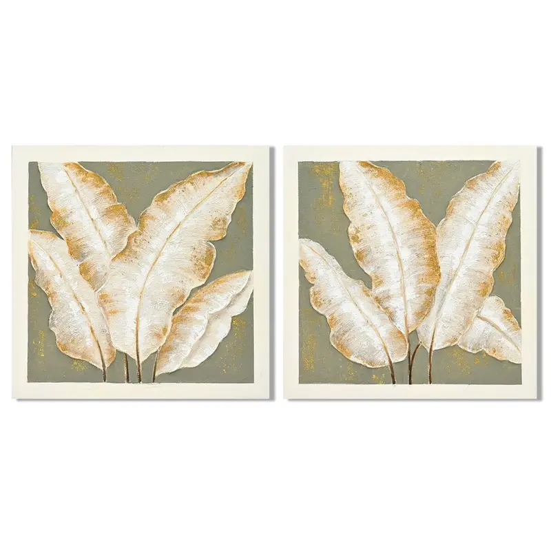 Painting Home Esprit Green Beige Palms Tropical 100 X 3 X 100 Cm (2 Units) 1