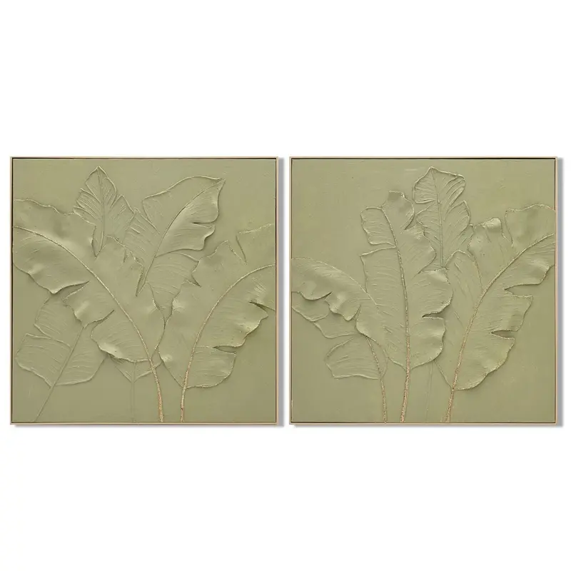 Painting Home Esprit Green Palms Tropical 82 X 4,5 X 82 Cm (2 Units) 1