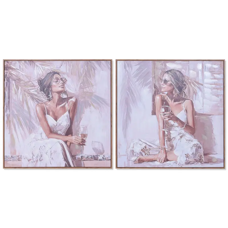 Painting Home Esprit White Beige Boho 80 X 3,5 X 80 Cm (2 Units) 1