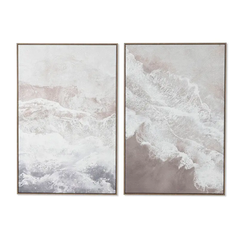 Painting Home Esprit White Beige Glitter Mediterranean 60 X 3 X 90 Cm (2 Units) 1