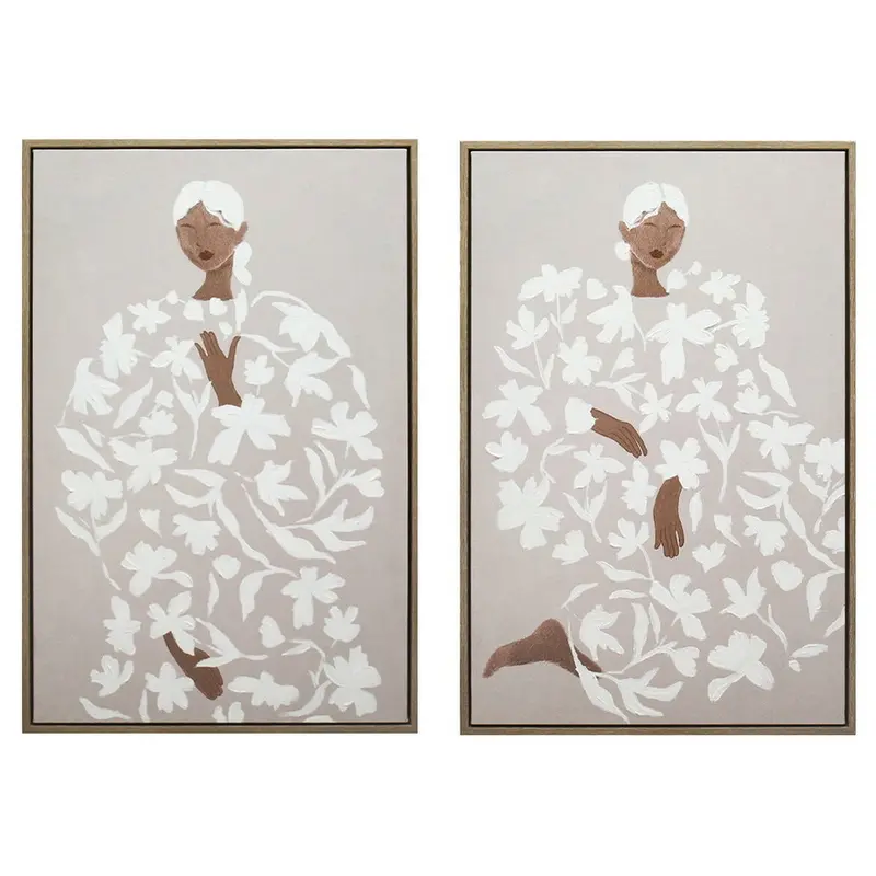 Painting Home Esprit White Flowers Scandinavian 60 X 3,8 X 90 Cm (2 Units) 1