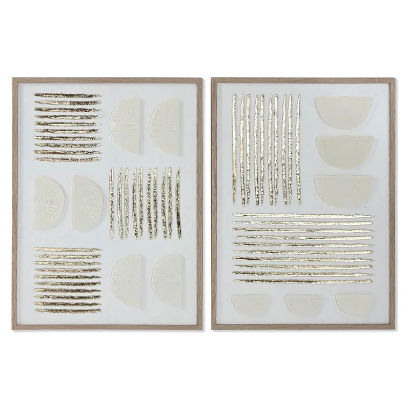Painting Home Esprit White Golden Modern Urban 45 X 2,2 X 60 Cm (2 Units) 1