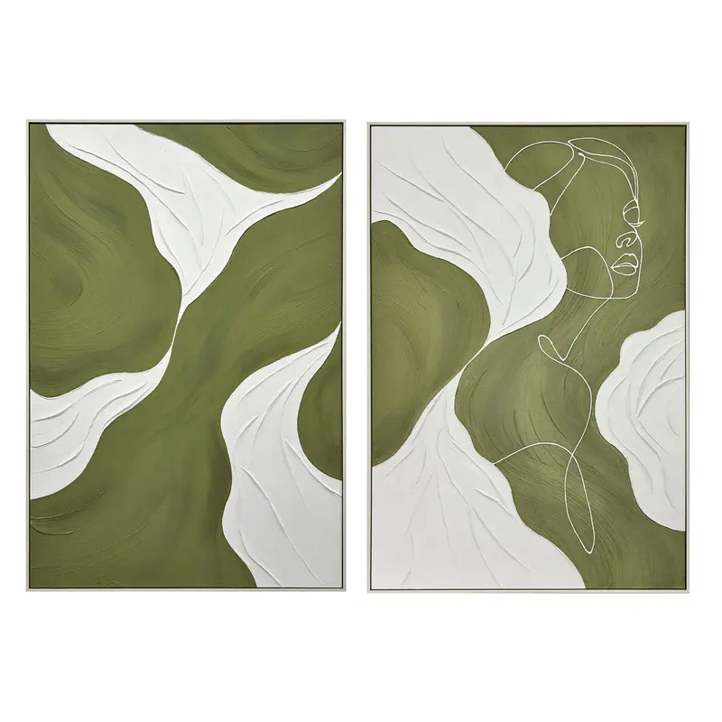 Painting Home Esprit White Green Abstract Urban 80 X 4,3 X 120 Cm (2 Units) 1