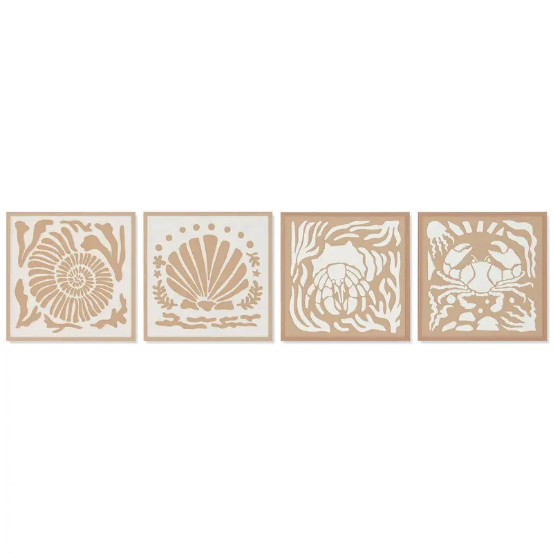 Painting Home Esprit White Natural Shells Mediterranean 50 X 3 X 50 Cm (4 Units) 1