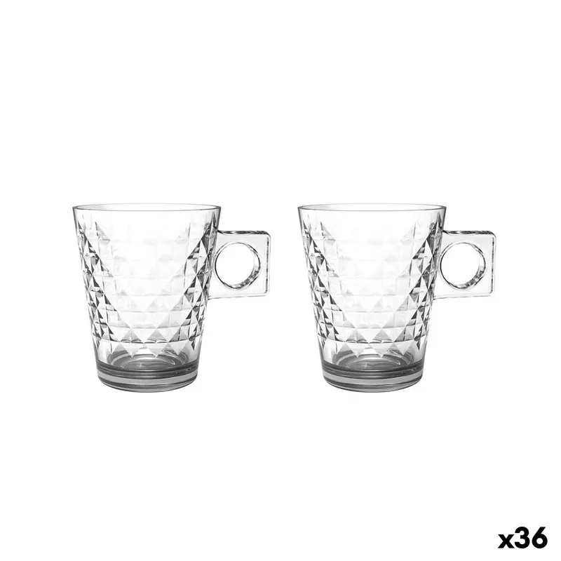 Piece Coffee Cup Set La Mediterránea Lima Diamond Transparent Glass 210 Ml 2 Pieces (36 Units) 1