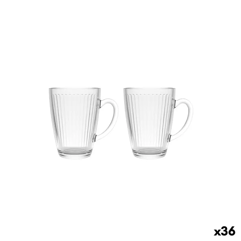 Piece Coffee Cup Set La Mediterránea Naira Lines Transparent 2 Pieces (36 Units) 1