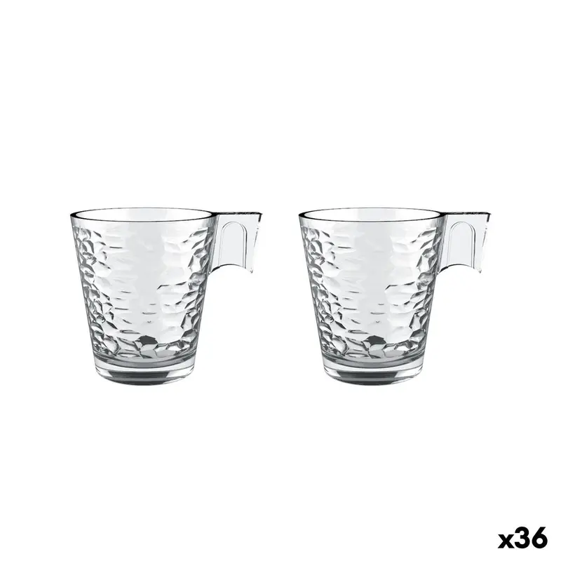 Piece Coffee Cup Set La Mediterránea Napoli Abstract Transparent Glass 210 Ml 2 Pieces (36 Units) 1