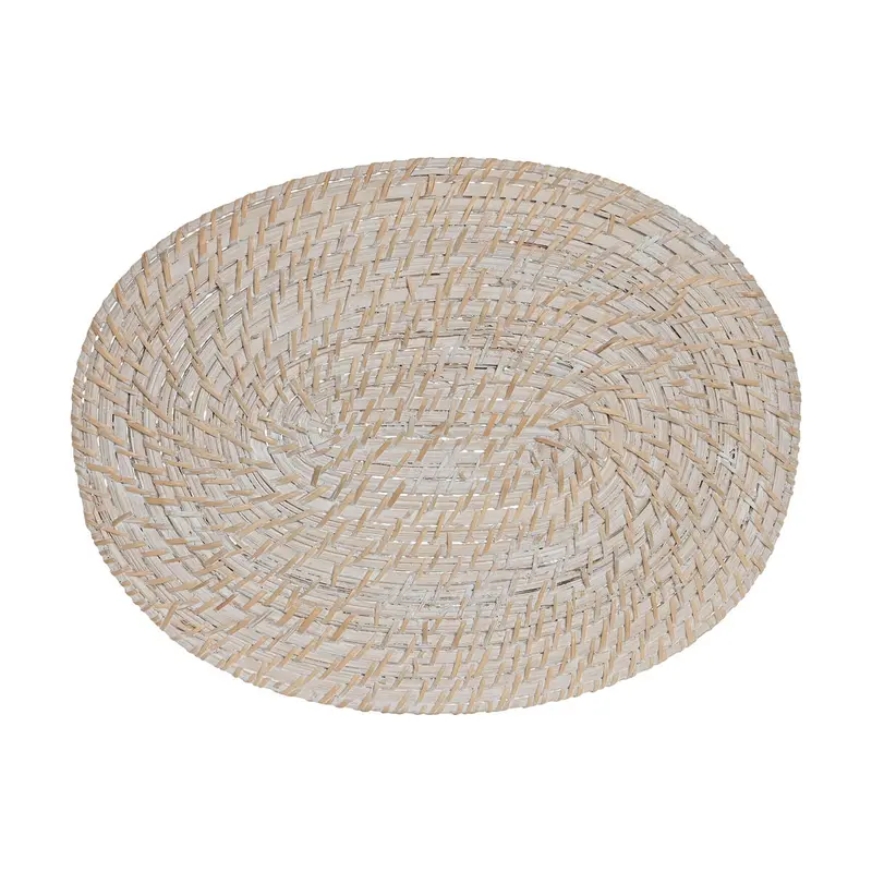 Place Mat Home Esprit White Natural Bamboo Rattan 40 X 30 X 1 Cm 1
