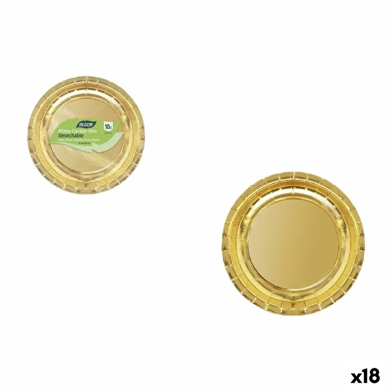 Plate Set Algon Golden 20 Cm 10 Pieces (18 Units) 1