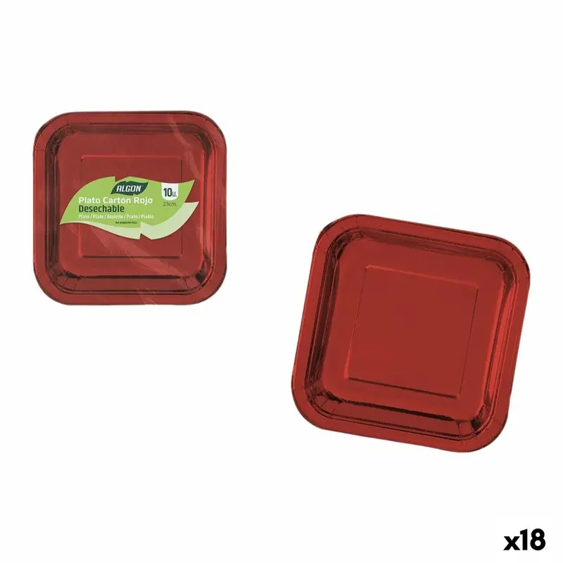 Plate Set Algon Red 23 Cm 10 Pieces (18 Units) 1
