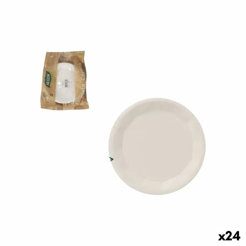 Plate Set Algon White 17 Cm 10 Pieces (24 Units) 1