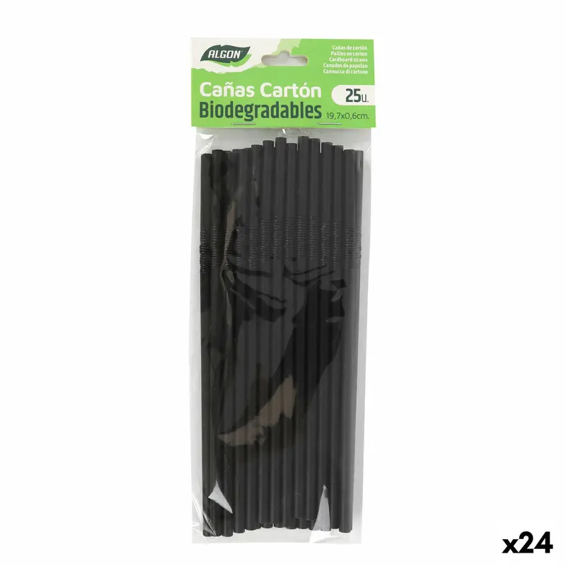 Reusable Drinking Straw Algon Black 19,7 X 0,6 Cm 25 Pieces 24 Units 1