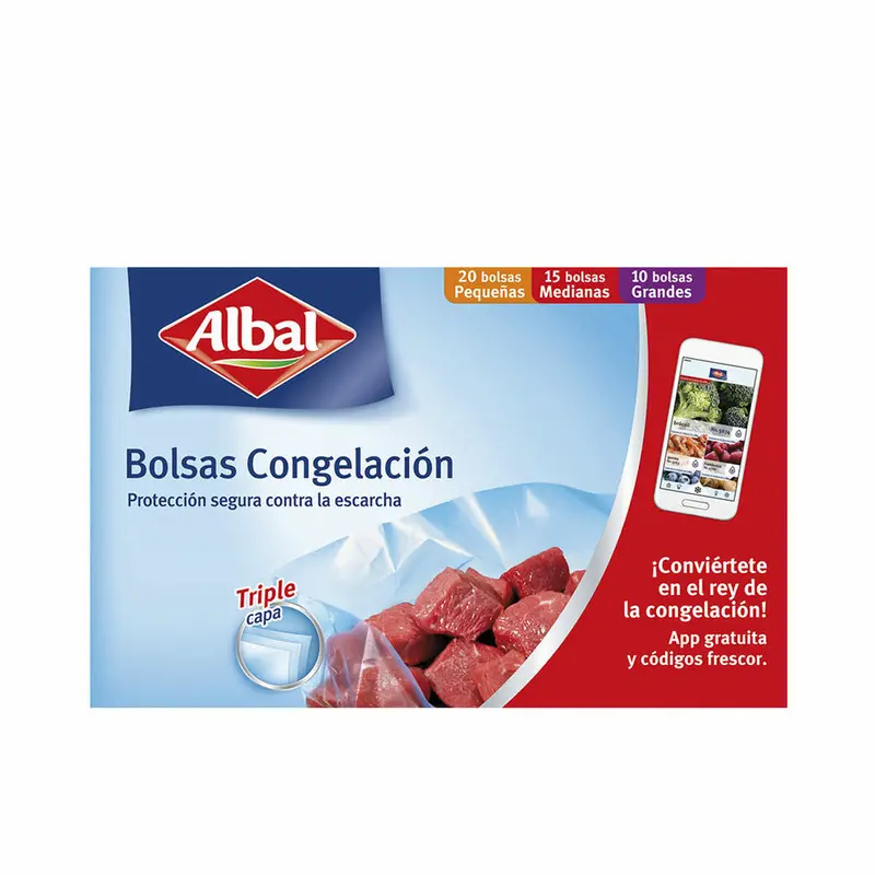 Reusable Food Bag Set Albal Freezer 45 Units Clear Cardboard Plastic 1