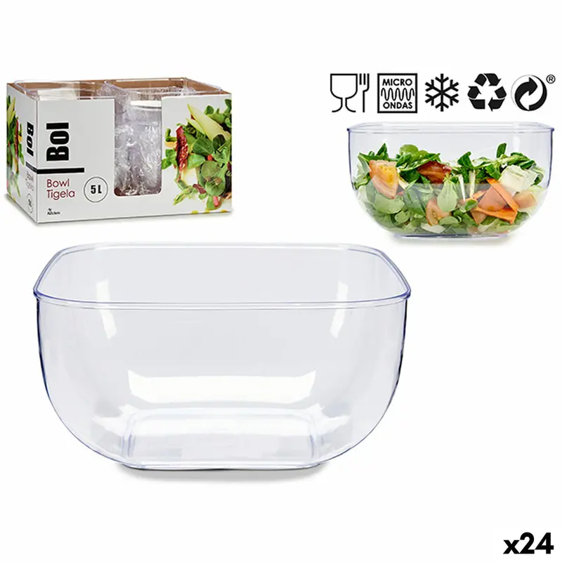 Salad Bowl Ck80688-1 Transparent Polystyrene 5 L 26 X 12,5 X 26 Cm (24 Units) 1
