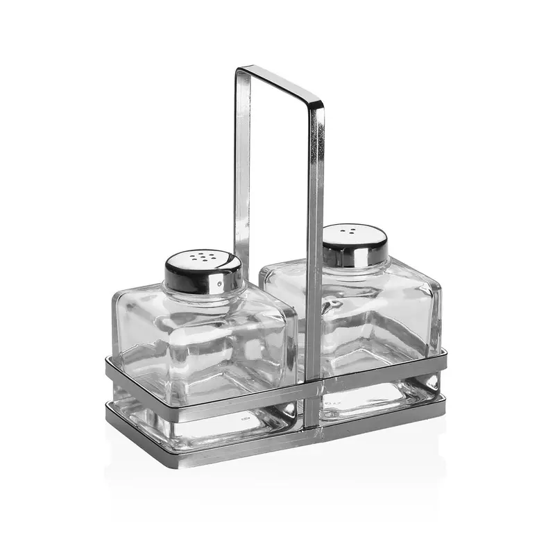 Salt And Pepper Shakers Versa Silver Metal Crystal 1