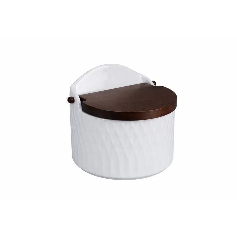 Salt Shaker With Lid Home Esprit White Dark Brown Bamboo Porcelain 12 X 10 X 11 Cm 1