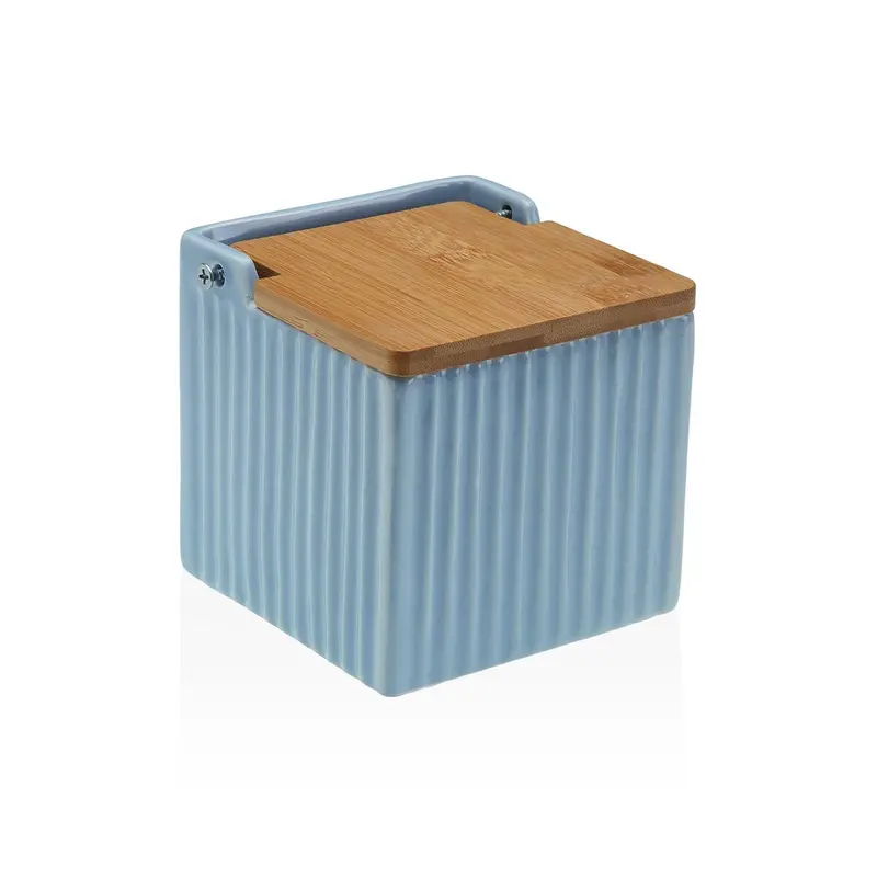 Salt Shaker With Lid Versa Blue Ceramic Bamboo Dolomite 11 X 11 X 11 Cm 1