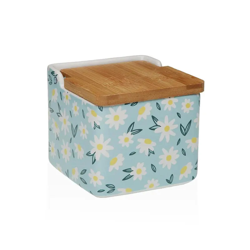 Salt Shaker With Lid Versa Daisy  Ceramic 12,2 X 11,5 X 12,2 Cm 1