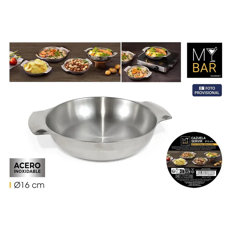 Saucepan My Bar Silver Stainless Steel Ø 16 Cm (12 Units) 1