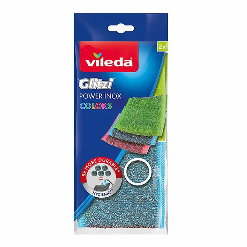 Scourer Vileda Glitzi Stainless Steel Assorted Colours (Eliminates Stubborn And Ingrained Stains) (2 Units) (2 Pieces) 1