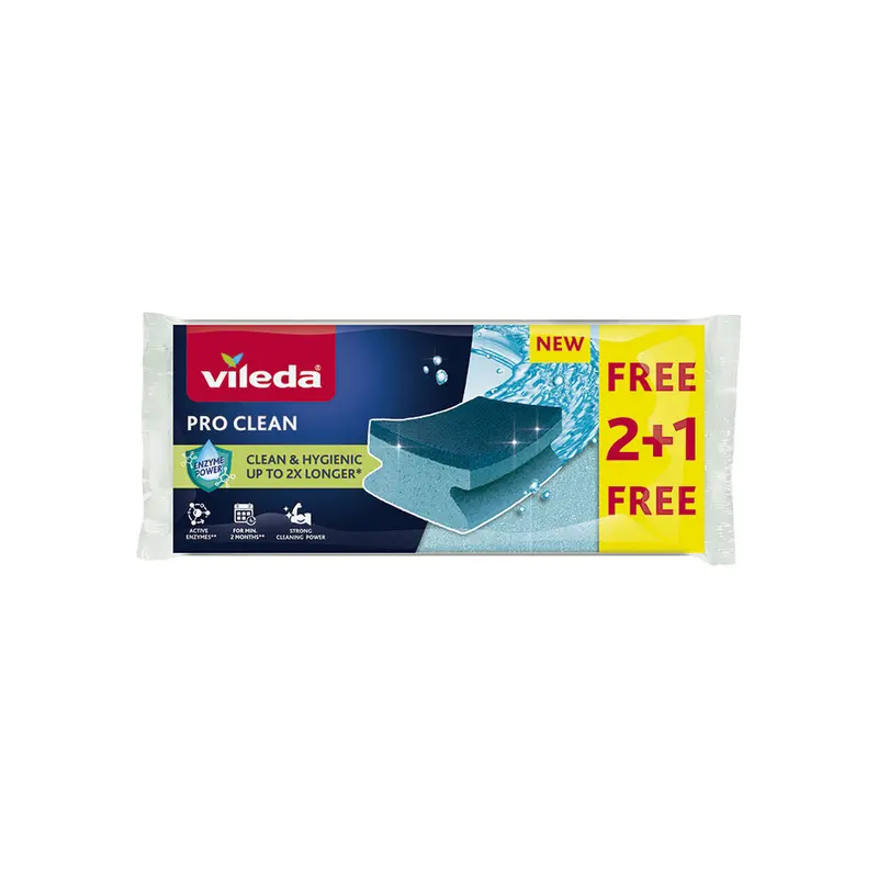 Scourer Vileda Su Pro Clean 2+1 Blue Foam (3 Pieces) (2 Units) 1