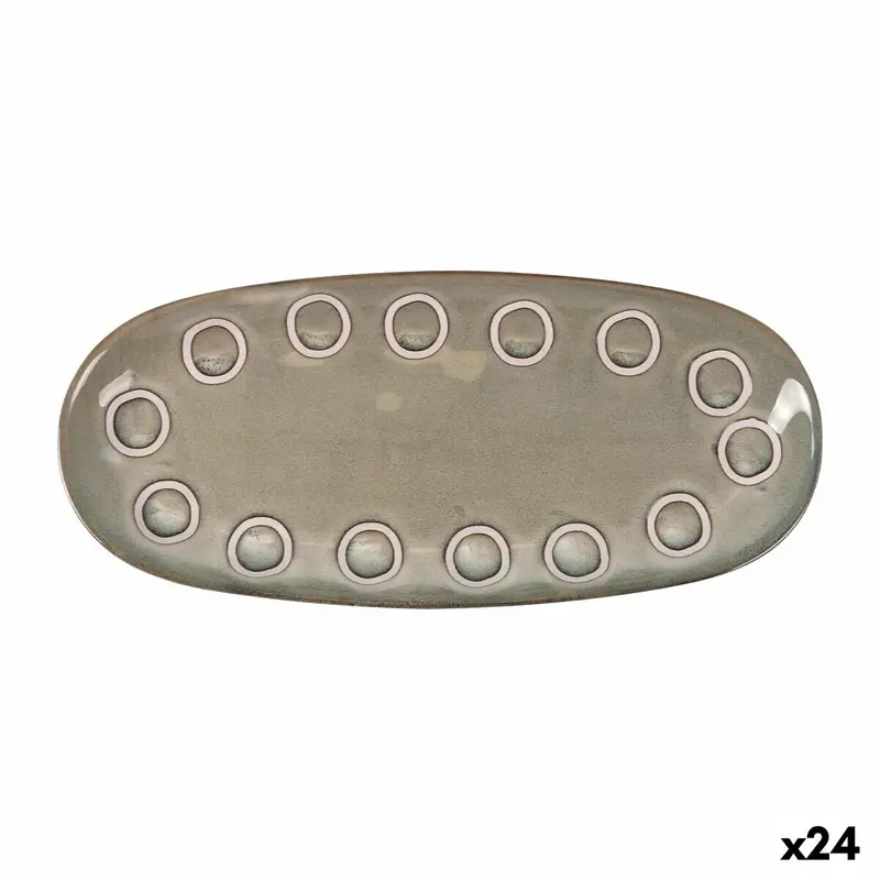 Serving Platter La Mediterránea Almudena Grey Oval 29 X 13,5 X 2,4 Cm (24 Units) 1