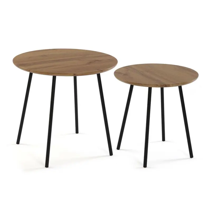 Set Of 2 Tables Versa Metal Mdf Wood 50 X 49 X 50 Cm (2 Units) 1