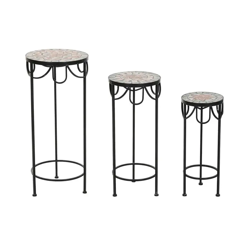 Set Of 3 Tables Home Esprit Black 30 X 30 X 69 Cm (3 Pieces) 1