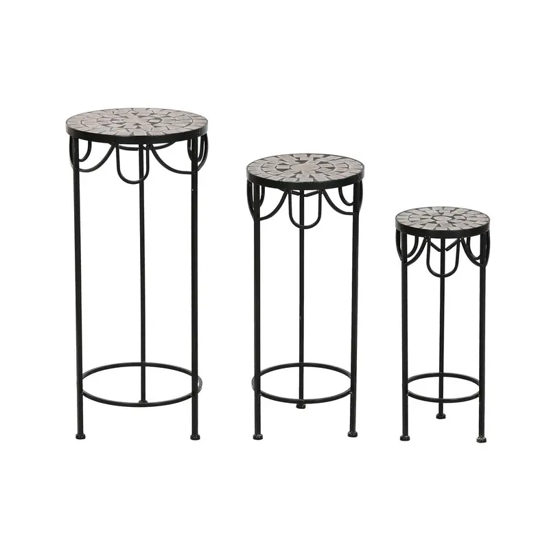 Set Of 3 Tables Home Esprit Black 30 X 30 X 69 Cm (3 Pieces) 1