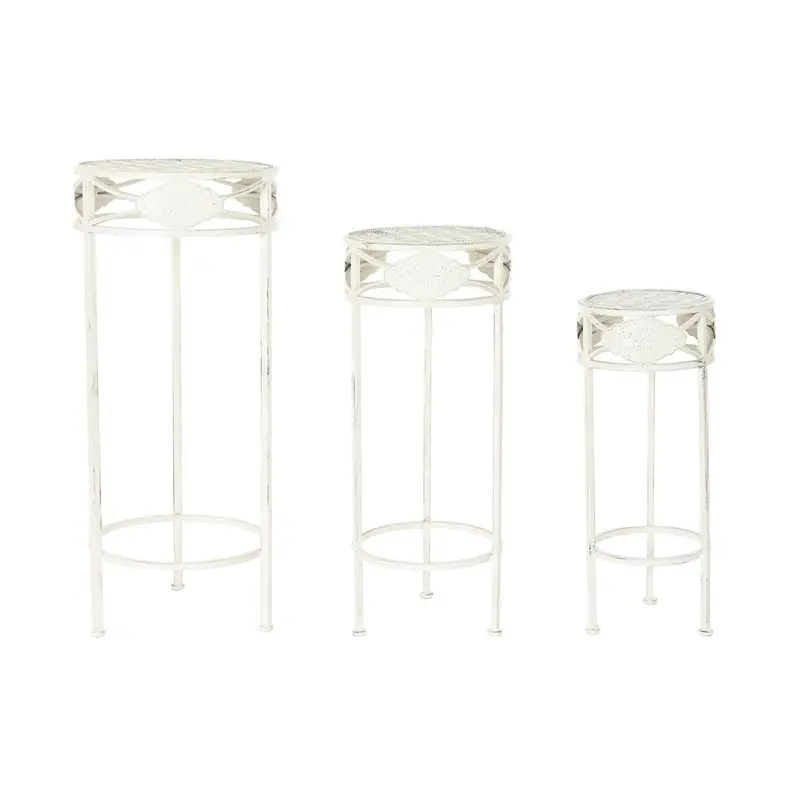 Set Of 3 Tables Home Esprit White 30,5 X 30,5 X 70 Cm (3 Pieces) 1