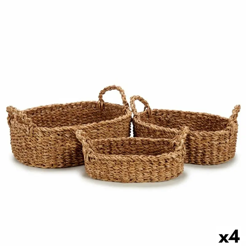 Set Of Baskets Gift Decor Brown Marine Algae 750 Ml 1,5 L 3 L With Handles (4 Units) 1